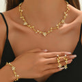 Diamond Leaf Flower Jewelry Set